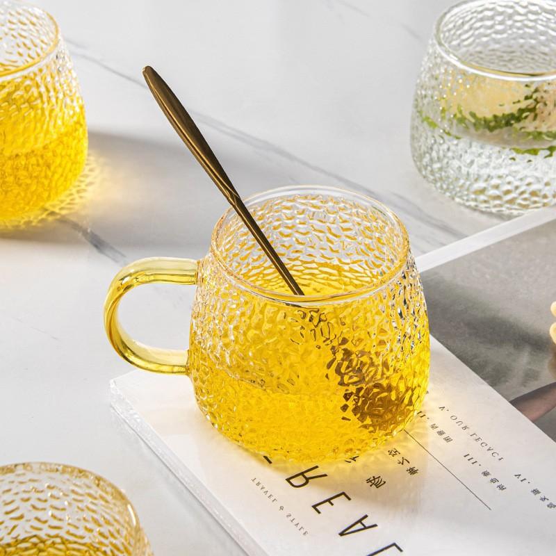 Hervidor de Agua Fría Hervidor de Agua Fría de Vidrio de Alta Capacidad con Patrón Martillado de Borosilicato Alto con Asa, Taza Transparente