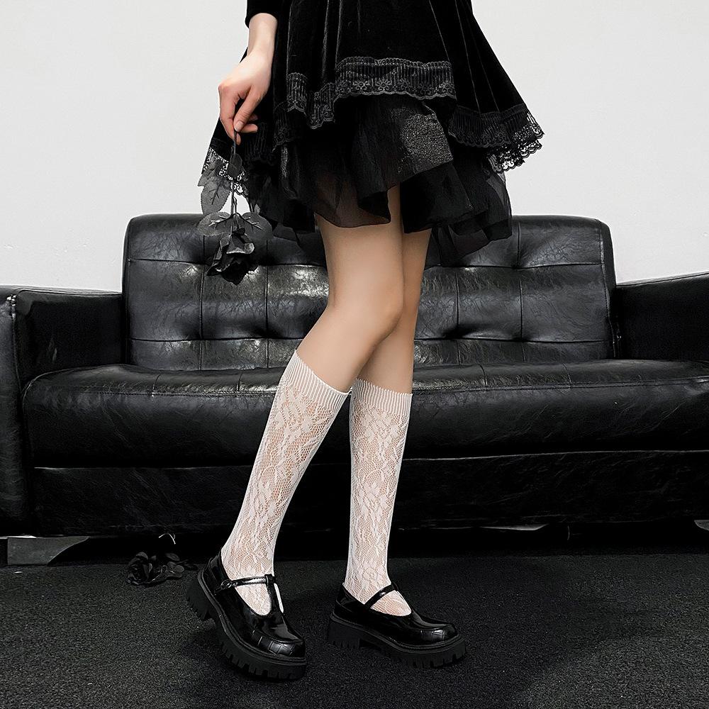 Lace medium tube socks for women Lolita calf socks JK Japanese cute sweet long tube thin Lolita stocking