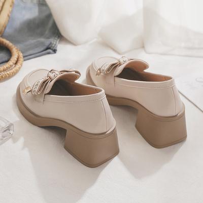 British Style Shoes Woman  Loafers with Fur Autumn Clogs Platform Slip-on Round Toe Female Footwear Oxfords Preppy New Fall