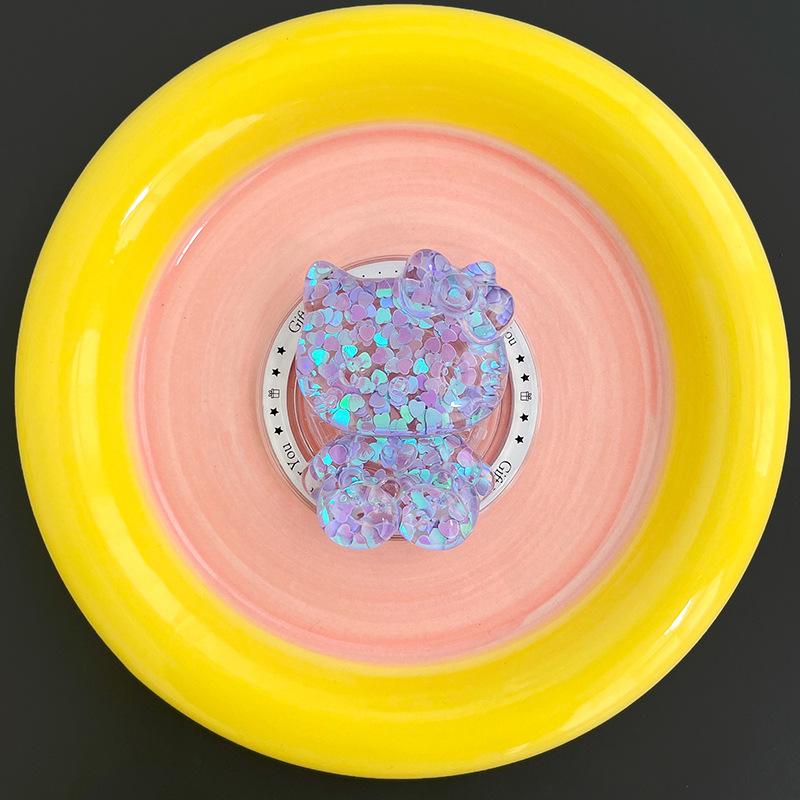 Creative Sequined Mobile Phone Airbag Bracket Magnetic Suction Retractable Magsafe Cartoon Kt Cat Drama Desktop Bracket