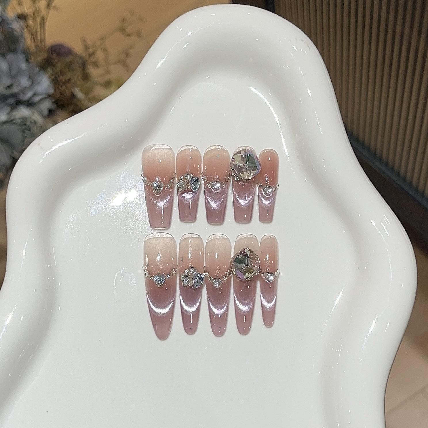 

Звездное плетение телесного цвета Pure Desire Flash K9 Pile Diamond Gentle Gradient French Smile Cat Eye Wear Armor XS