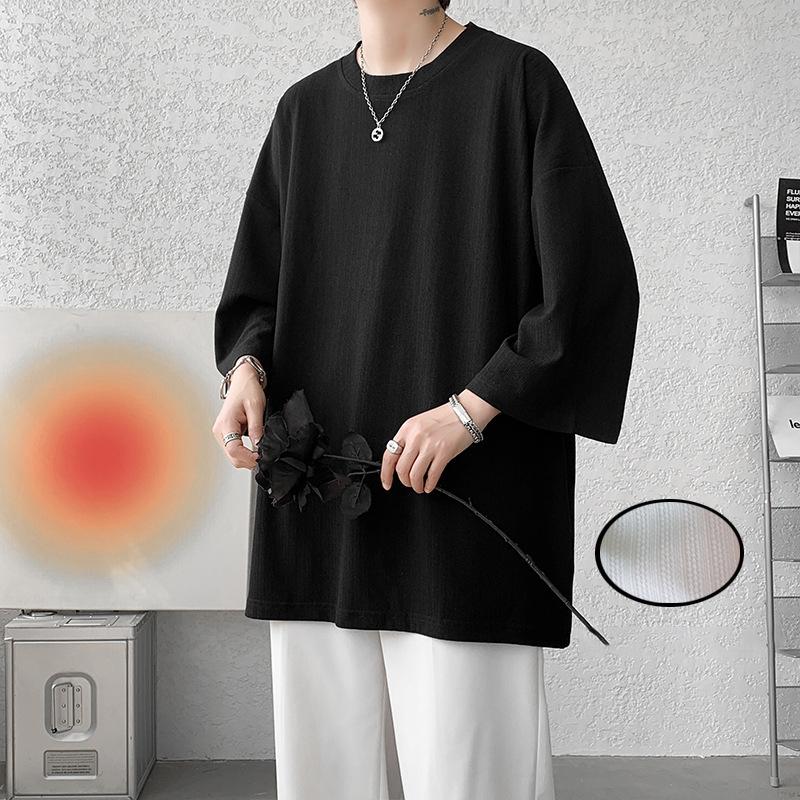 Men's  Oversized Ice Silk T-Shirts Summer Men's  Half Sleeve Harajuku T-Shirt Male Solid Color Daily Tees