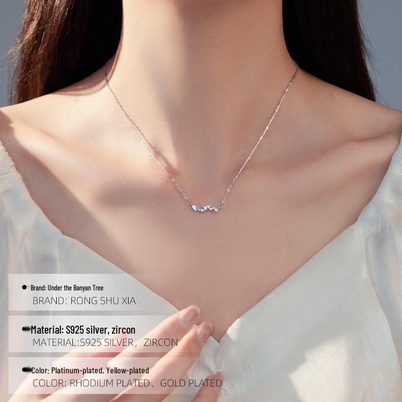 Banyan Tree Heart-Shaped Clavicle Necklace - S925 Silver, Light Luxury Design 2023