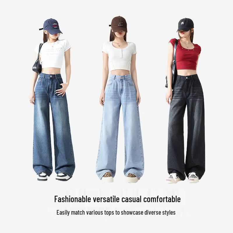 MJ Style Women's Wide-Leg Straight Jeans