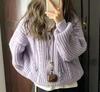 Women's Korean Style Double Zipper Hooded Cardigan – Long Sleeve, Loose Knit Sweater for Autumn/Winter