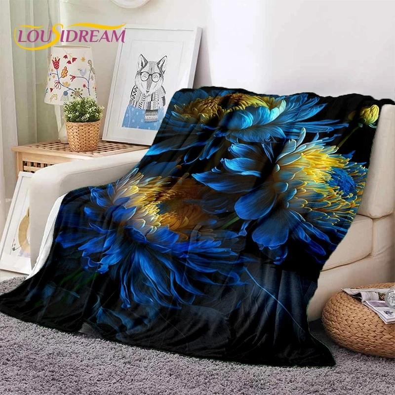 3D Rosenblumen Nordisch Romantische Weiche Decken, Warmhaltende Überwurfdecke Bequeme Decke für Picknick Betten Sofa Zuhause Schlafzimmer Geschenk