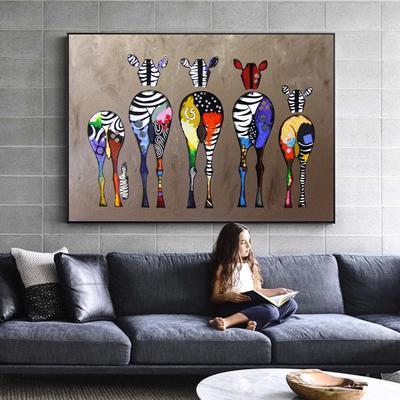 Abstrakte Zebra Leinwandkunst Gemälde an der Wand Bunte Tiere Kunstdrucke Afrikanische Tiere Kunstbilder für Wohnzimmer Wa… Mehr