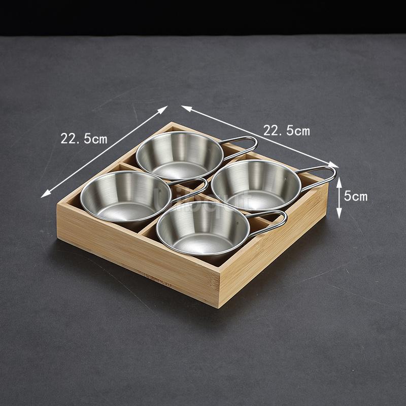 Creative Nine Palace Tableware Hotpot Restaurant Barbecue Restaurant Divided Food Sauce Dish Set Plate Platter Bamboo Wood Box
