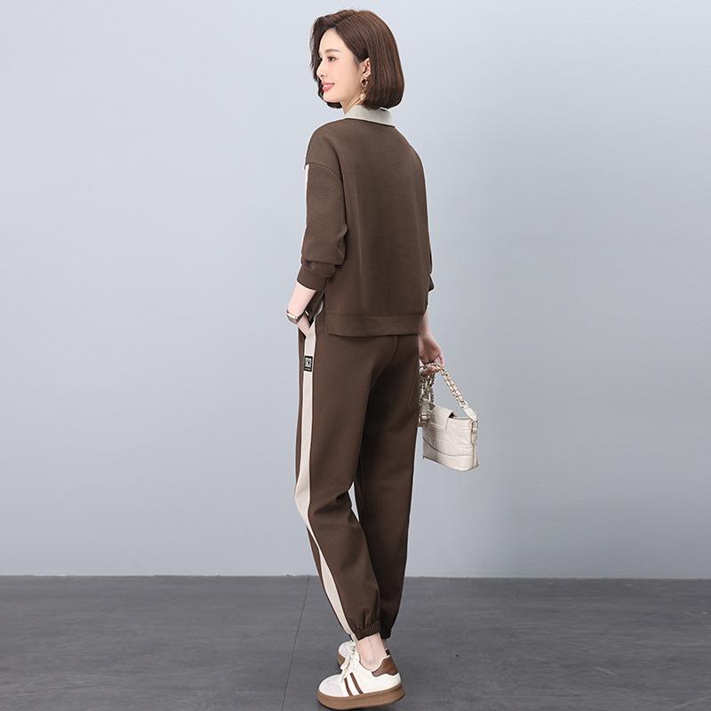 Casual Women's Spring/Autumn 2025 Sweatshirt Set: Fashionable Two-Piece, Age-Reducing Mom Outfit.