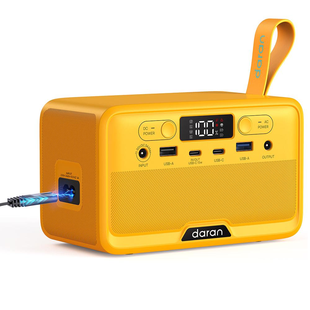 DaranEner YOUYO R100 100W Portable Power Station, 4x USB, 1x DC and 2x AC Ports, 89.6Wh LiFePO4, LED & Compact, Pink