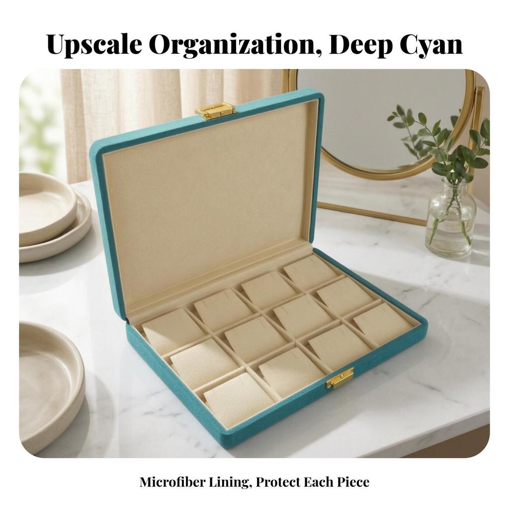 Jewelry Storage Box with Hinged Lid Secure Case Clasp Slim