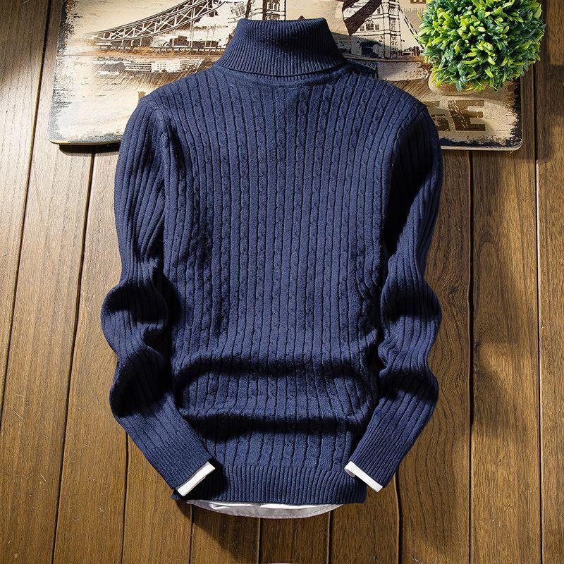 Men's White Turtleneck Sweater Pullover