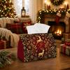 1pc Luxurious Vintage Winter Tissue Box - Multi-functional Christmas Napkin Dispenser, Available Made of Durable Polyester, Decorated with Leaping Sta
