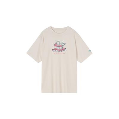 adidas Originals Clover Cartoon Print Sports T-Shirt Unisex Tops Grey White HC2192