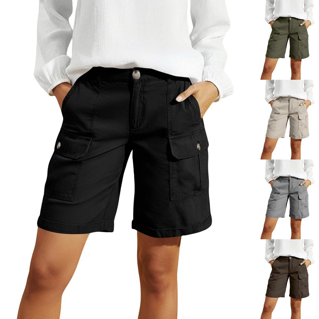 Women High Waist Loose Fit Cargo Shorts with Multiple Pockets Wide Leg Design Suitable for Hiking and Outdoor Activities