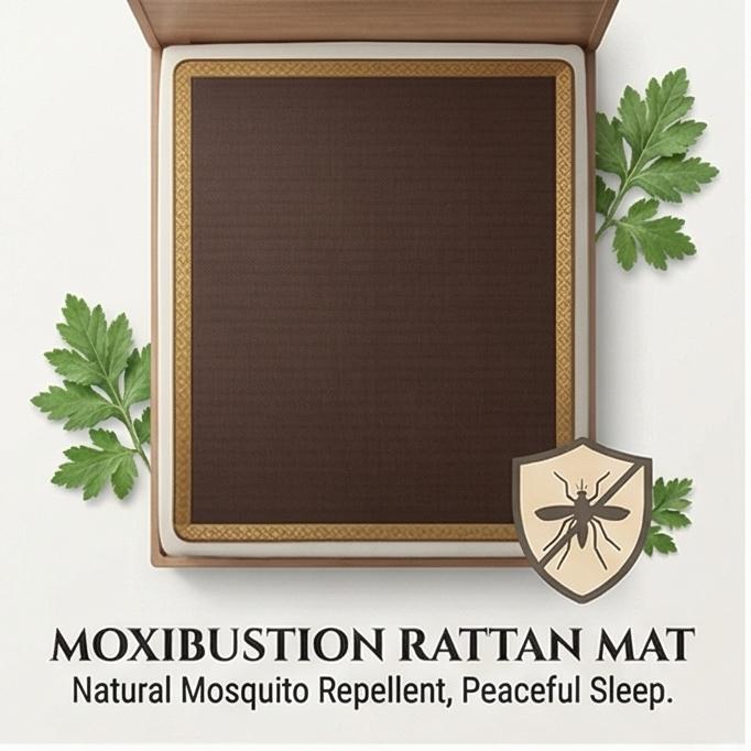 Natürliche Mückenschutz-Rattan-Kühlmatte mit Kissenbezug-Sets, Sommerbettwäsche mit Beifuß-Infusion für das Schlafzimmer