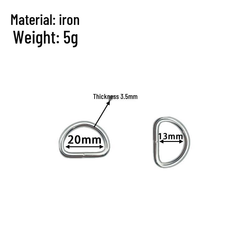 Weldable Half-Round Metal D-Ring Buckle - Iron DIY Bag Hook Accessory