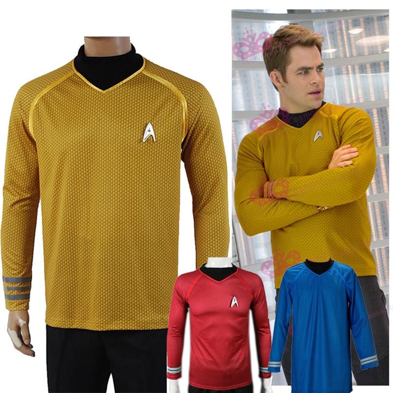 Into Darkness Captain Kirk Cosplay Tshirt Costume Tops With Badge