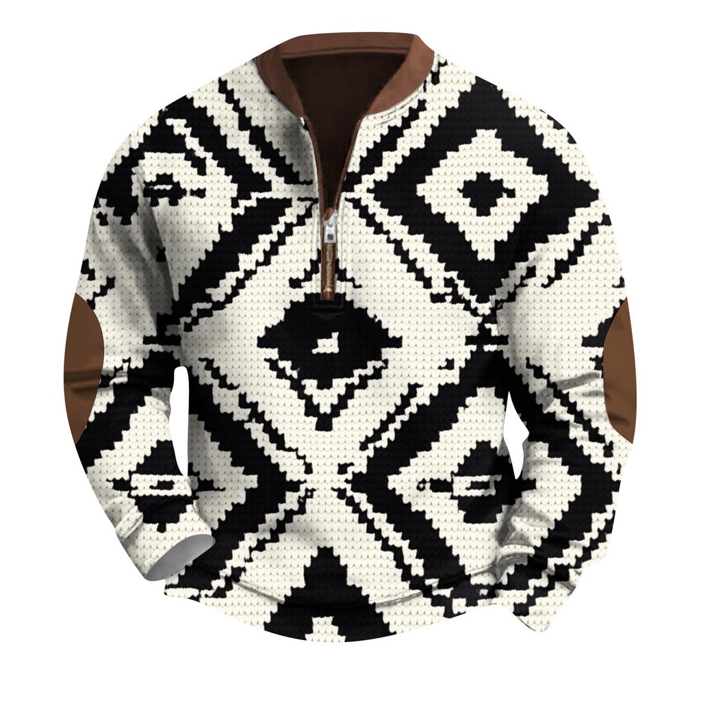 Męska bluza retro casual z nadrukiem gradientowym