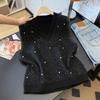 2026 Autumn Winter New Women Sweater Pullover Knitting Vintage Lady Tops Sleeveless Shirt Beading Loose Casual Vest Tank