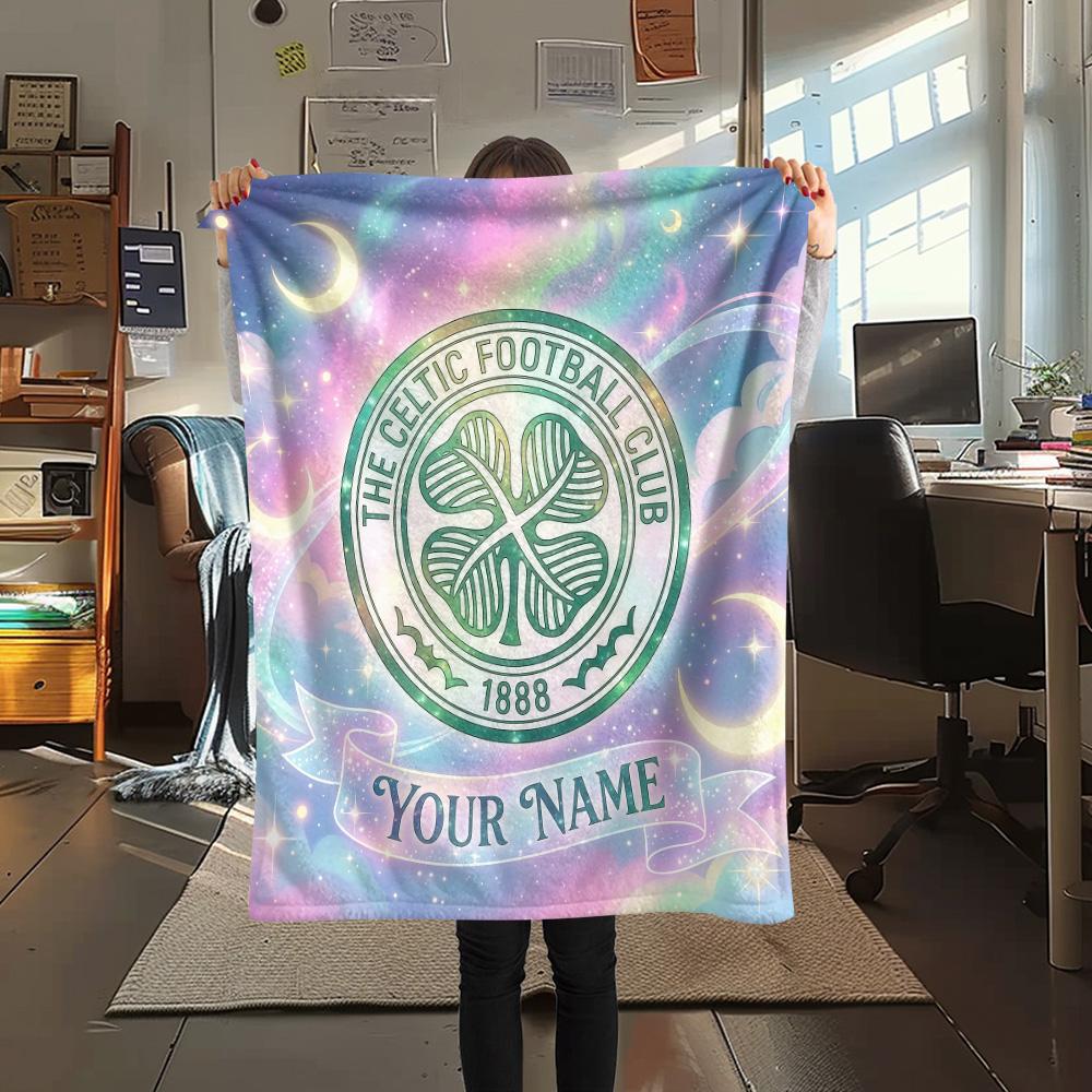 Custom Name The Celtic Football Club Flannel Blanket, High quality Comfortable for All Seasons, Home Decor, Warmth and Comfort