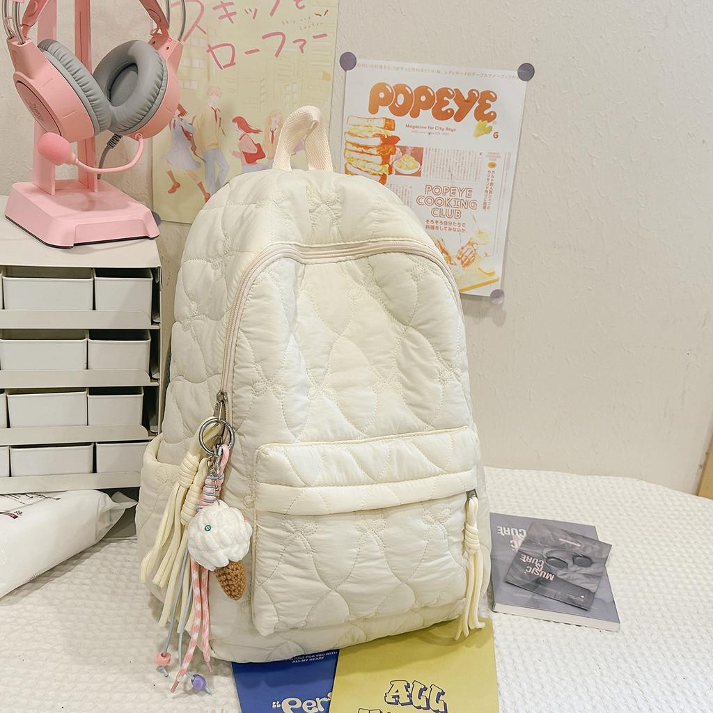 Schoolbag autumn and winter cotton clothes backpack 1011 new embroidered thread cotton-filled women's backpack fashion commuter leisure small backpack