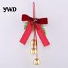 Vintage Style Holiday Gift Sets Christmas Bow Bell Hanging Ornament, Velvet Festive Wreath Decor for Ornaments Tree Home Party, Door Window