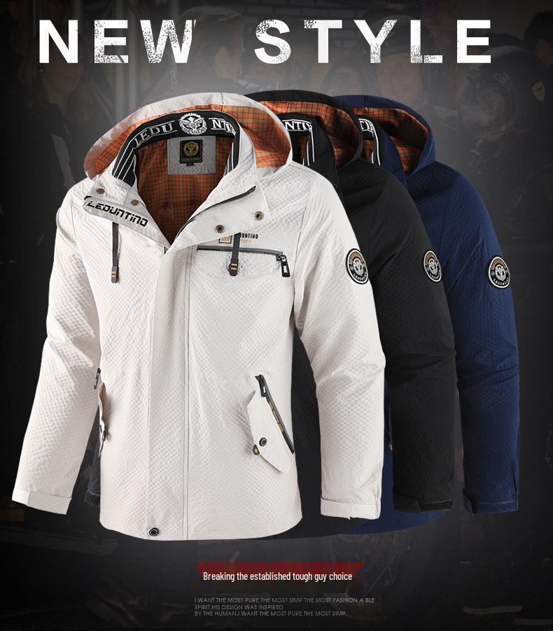 Men's Solid Color Hooded Casual Jacket for Spring/Autumn - European/American Size