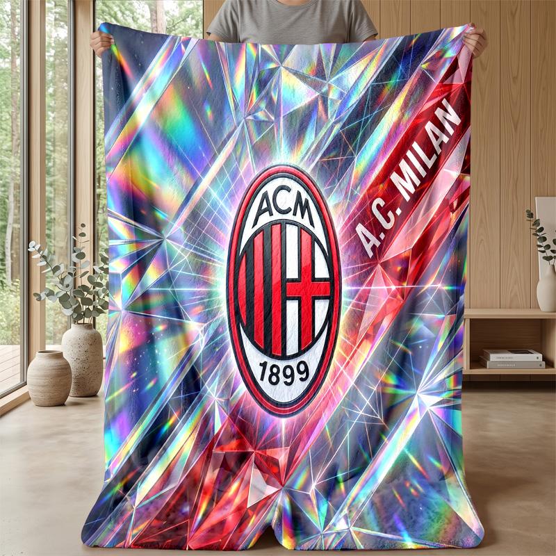 AC Milan Theme Blanket Soft Flannel Blanket Plush Throw Blanket Cozy Sofa Bed Blanket for Home Decor