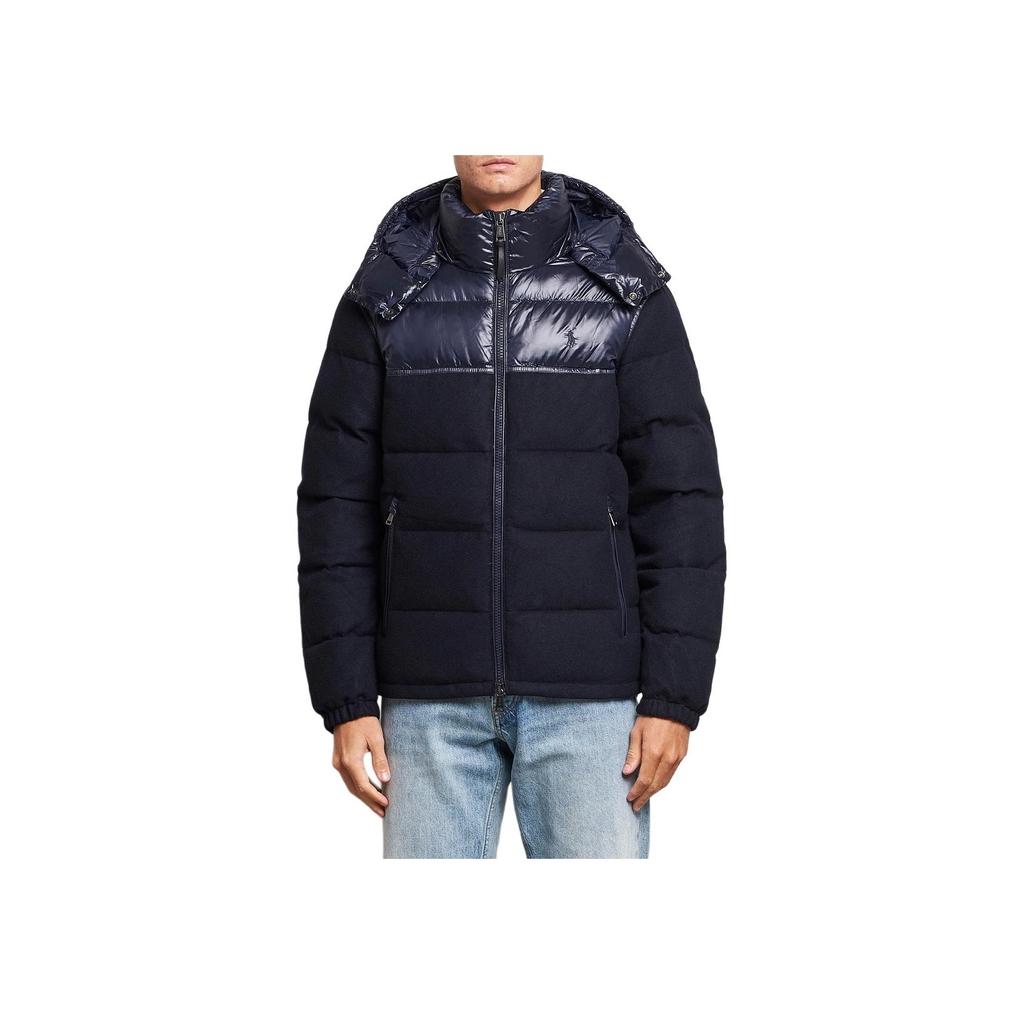 Polo Ralph Lauren FW23 Hooded Solid Color Zippered Fitted Long Sleeve Down Jacket Men jackets Navy-Blue 710922806-001