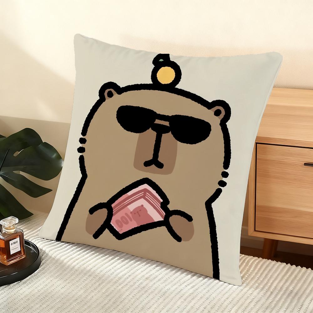 Cute Ccapybara Cushion Cover Soft Short Plush Pillow Cover Smooth Cozy Texture Aesthetic Cushion Case Home Decor