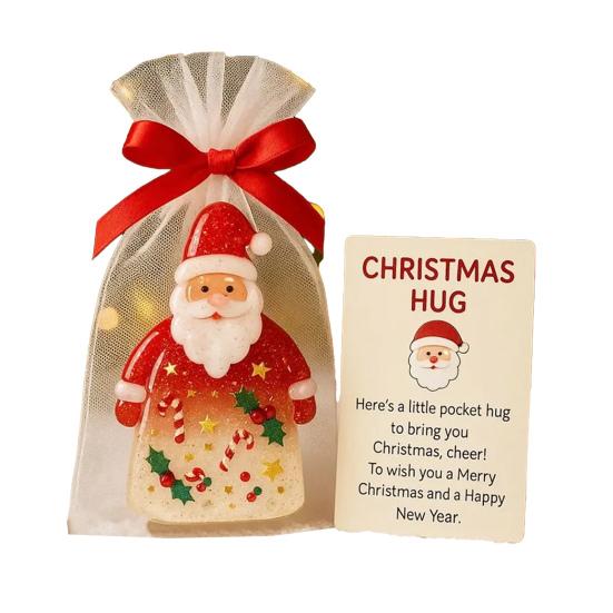 Little Pocket Christmas Hug Small Resin Santa Claus Ornaments with Encouragement