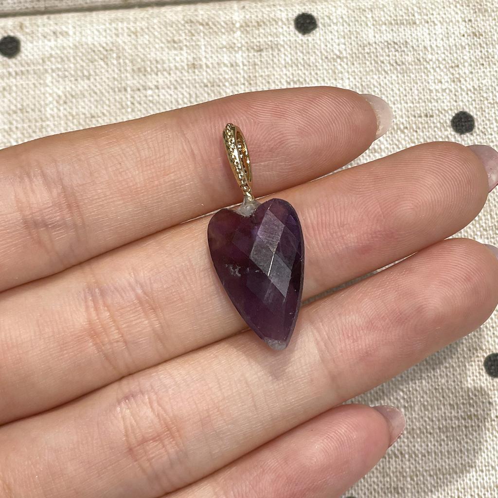 3 Stück, Natürlicher Stein Herz Facettierter Anhänger 12x30mm Vergoldete Strass-Öse Charme Für DIY Halskette Schmuckherstellung