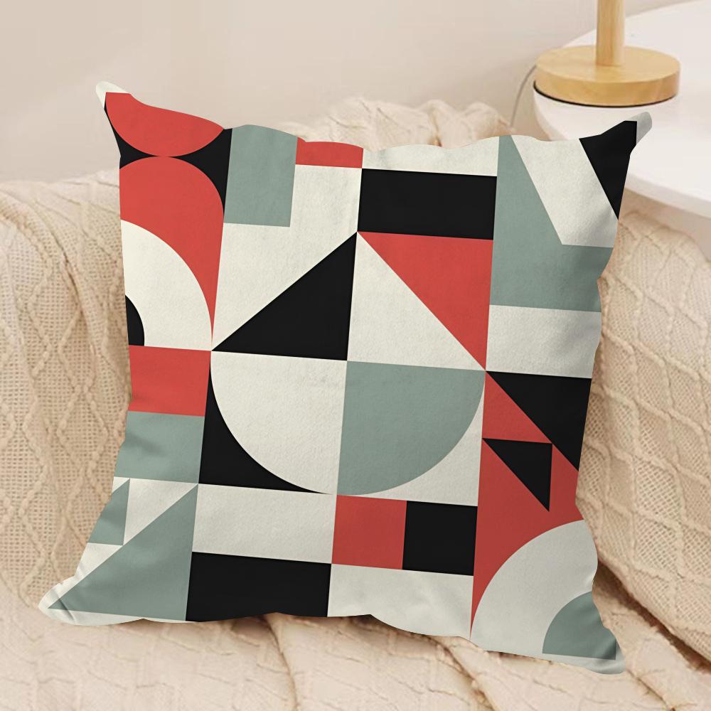 Abstract B-Bauhaus Geometry Cushion Cover Soft Plush Fabric Double-Sided Printed Sofa Cushion Cover for All Seasons Home Decor