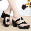 Fashion 2025Women Retro Sandals  Summer High Heel Platform Slippers  Fashion Outdoor Bright Leather Comfort Peep Toe Casual