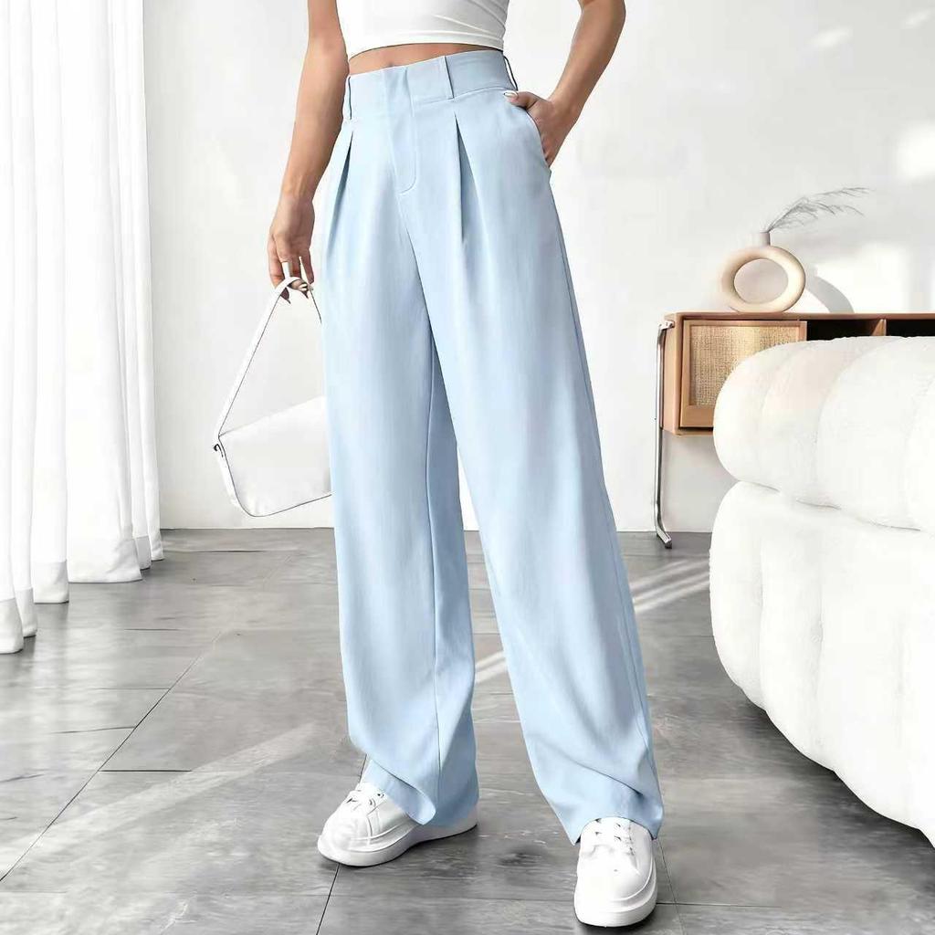 2025 Spring/Summer Women's Drapey High-waisted Slimming Wide-Leg Floor-Length Pants