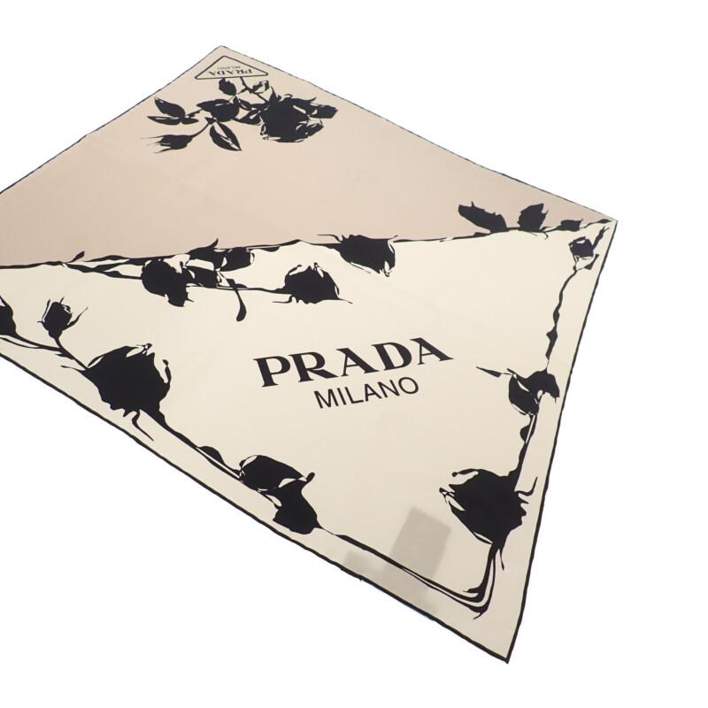 PRADA  1FF004 scarf Quartz/Beige pink silk Women