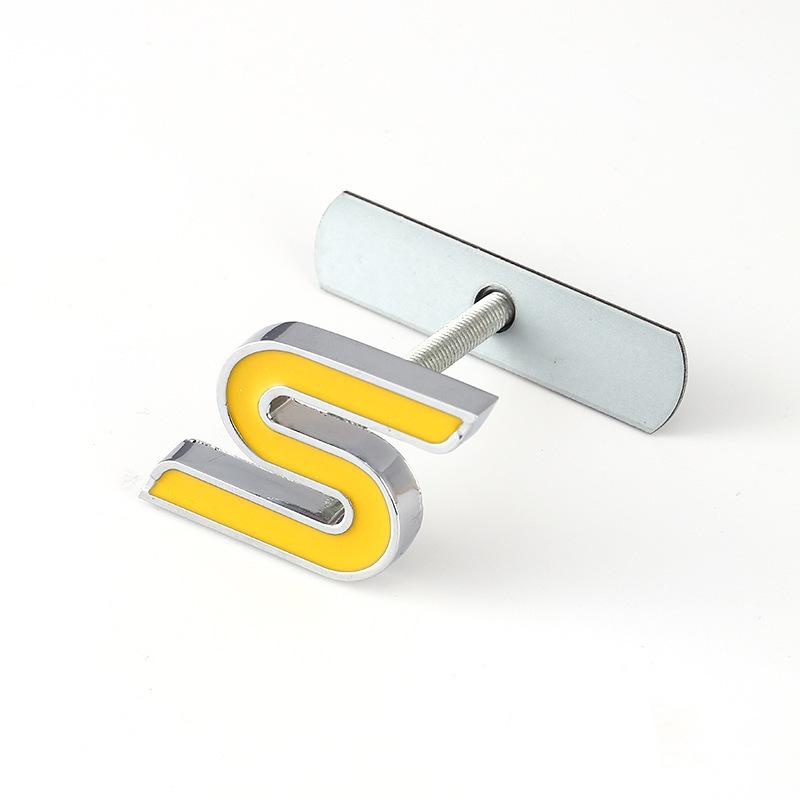 3d Metal S Logo WHKIE6 Letters Car Front Grill Emblem Trunk Badge Decal S Sticker Accessories
