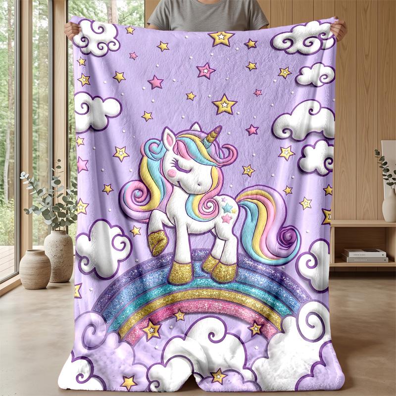 Unicorn Rainbow Theme blanket Lightweight Warm Flannel Blanket Decorative Throw Blanket for Home Decoration