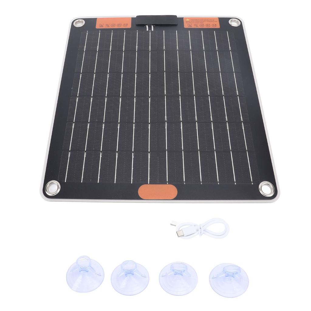 10W Solar Panel Dual TYPE C Ports 5V2A Output Monocrystalline USB Solar Panel Charger with Suction