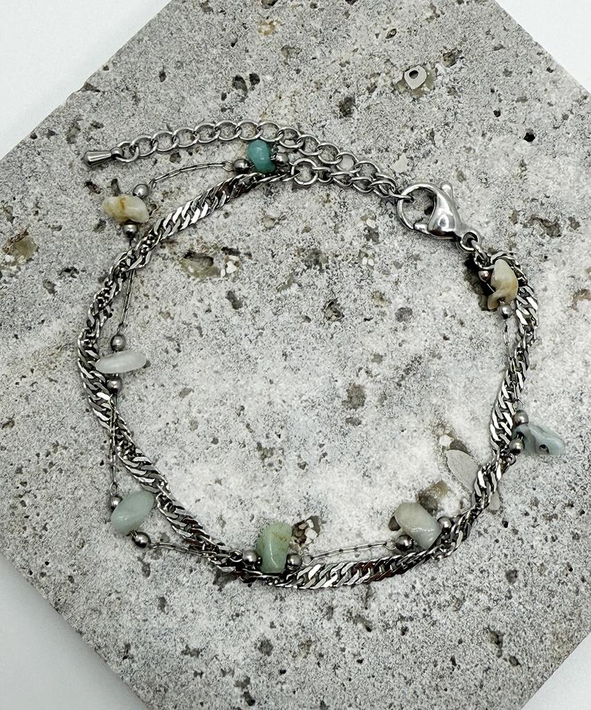 Monoflux Drift Stone Wave Double Chain Bracelet