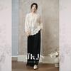 JK&JS Smoky Ink Beauty High-Waist Chiffon Wide-Leg Pants