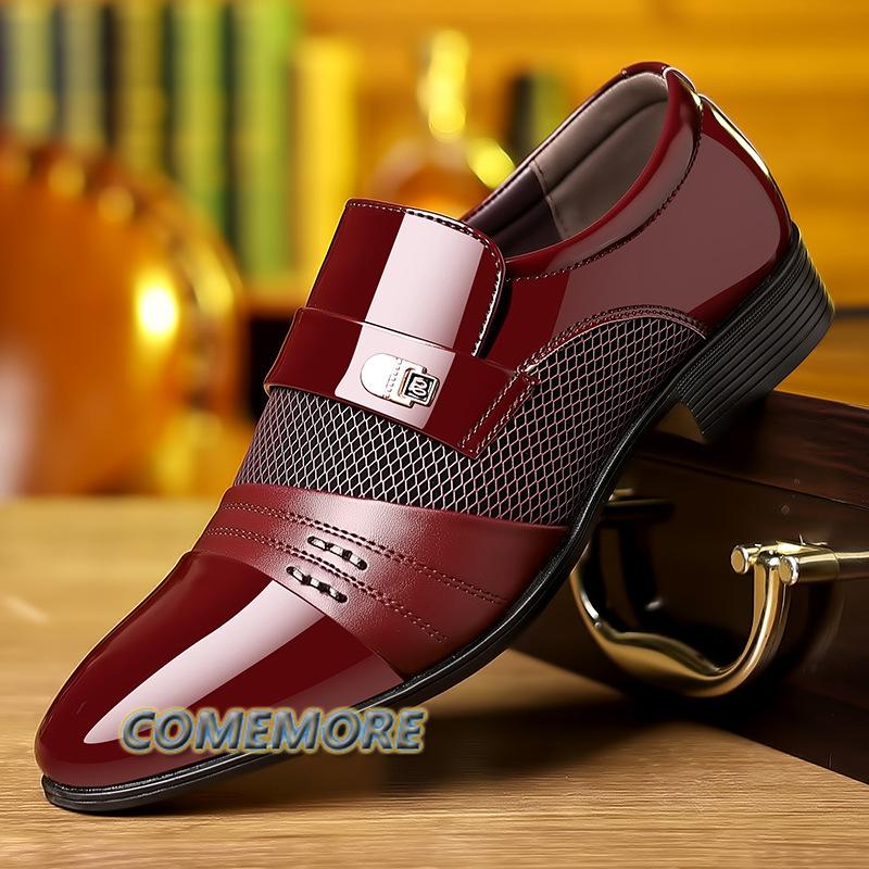 Men's Patent Leather PU Casual Loafers Business Dress Shoes All-Match Luxury Designer Wedding Shoes Spring Autumn Large Size 48