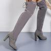 Mode Neue Lässige Damen Schuhe 2024 Herbst Damen Überknie Stiefel Outdoor Dick Absatz Rutschfester Schuh Mode Bequemer Langer Stiefel