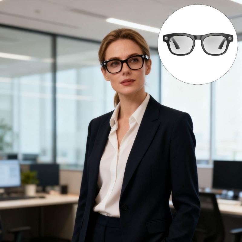 KI Kleine Brille Sprachsteuerung Hände Einfache Bedienung Kamera Blaulichtfilter Leichter ABS-Rahmen für den täglichen Gebrauch