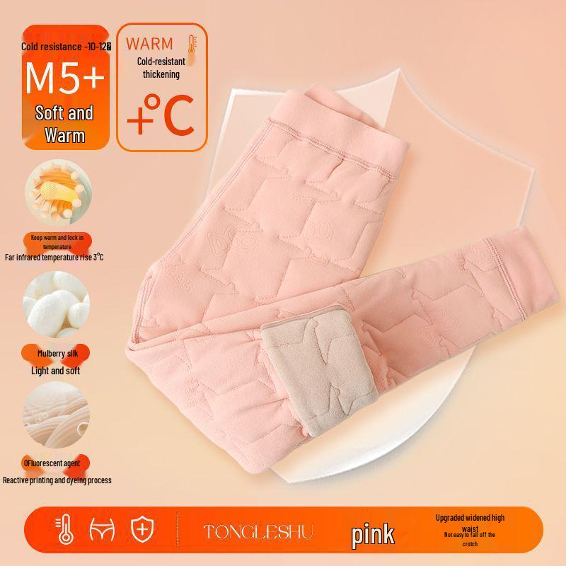 Kids' Winter Plush Liner Pants: Warm, Thick, Cotton, Belly-Protection Base Layer for Boys & Girls