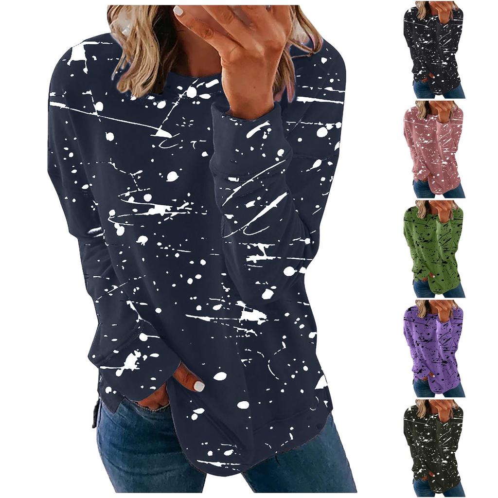 Women's Casual Fashion Halloween Print Long Sleeve Round Neck Pullover Top