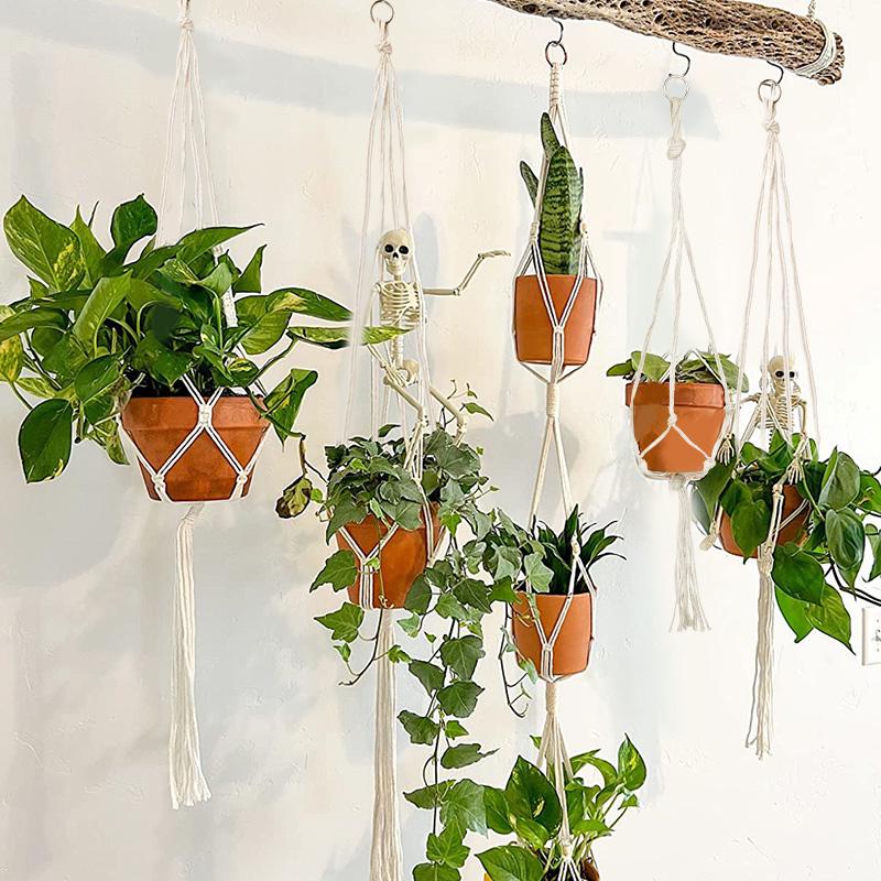 Hanging Plant Cotton Hemp Rope Basket Handmade Macrame Flower Pot Plant Hanger Home Garden Indoor Outdoor Decoration Supplies