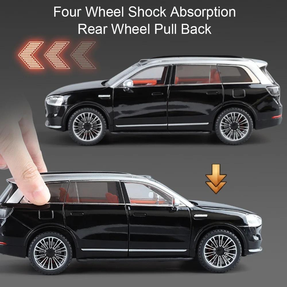1/24 Die Cast Alloy Car Model, AITO M9, Detachable Wheels, Rubber Tires, Light Music Car, SUV, Children's Birthday Gift
