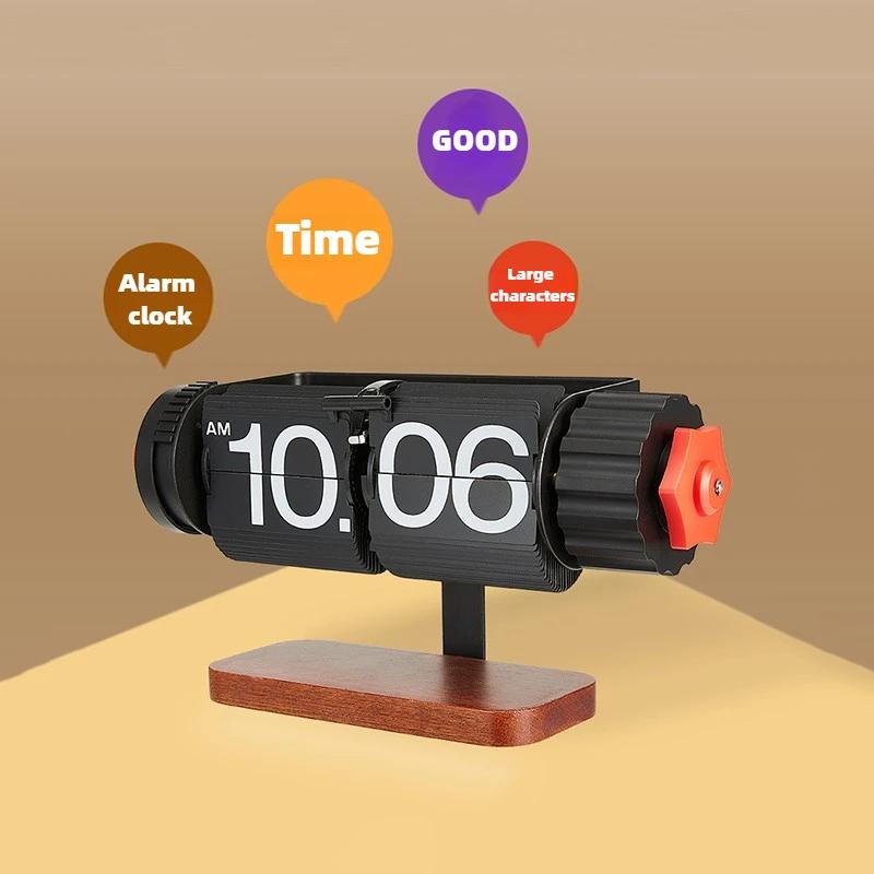 Metallwecker Automatische Seite Luxus Drehwecker Digital Stille Ästhetische Uhren Einzigartige Kreative Kunst Nachttisch Desktop Dekor Wecker